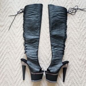 Y2K Style Thigh High Faux Leather Grunge Boots